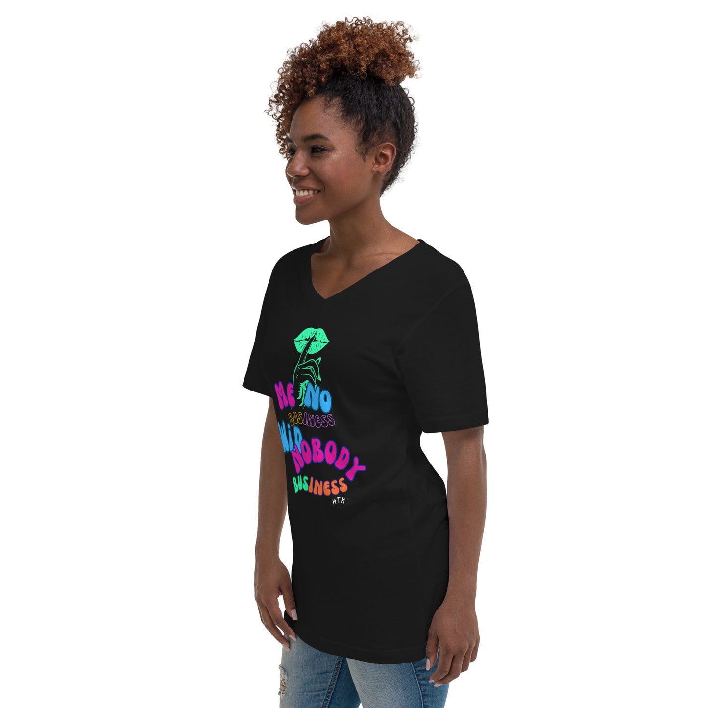 HTK NOBODY BUSINESS Short Sleeve V-Neck T-Shirt