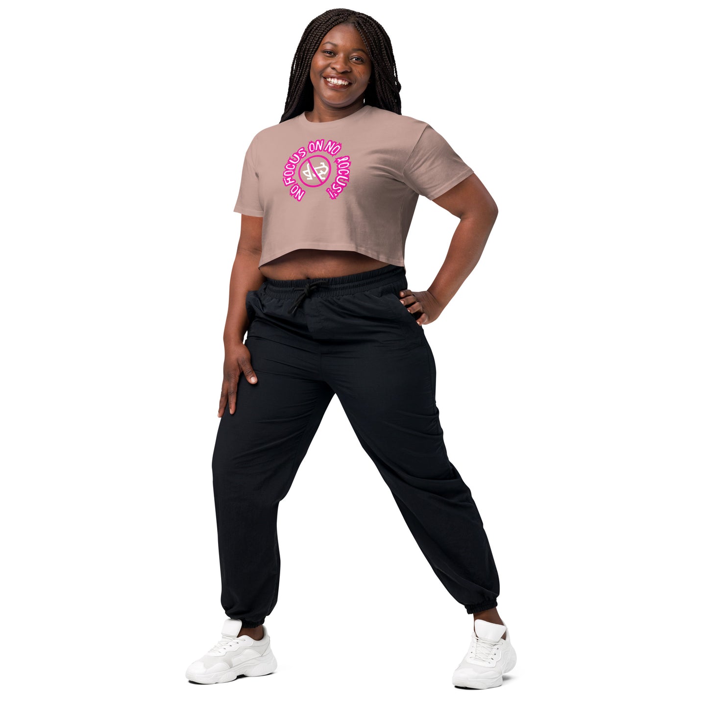 HTK NO LOCUS' Women’s crop top - Pink with White Locust