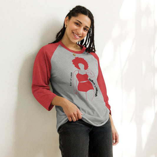 HTK CURVY & LOUD 3/4 T-shirt - Red on Grey