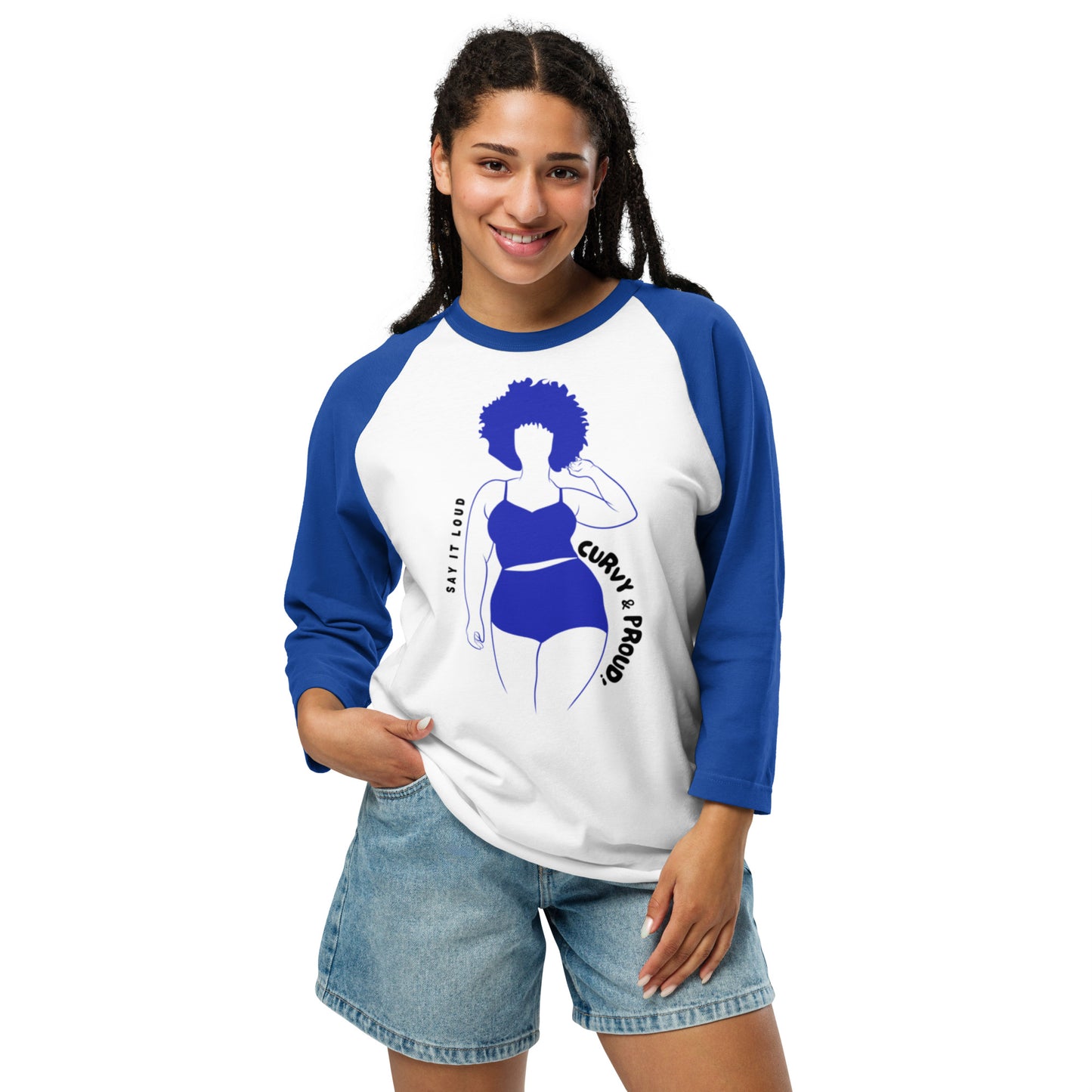 HTK CURVY & LOUD 3/4 T-shirt - Blue