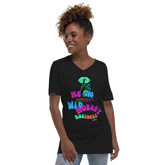 HTK NOBODY BUSINESS Short Sleeve V-Neck T-Shirt