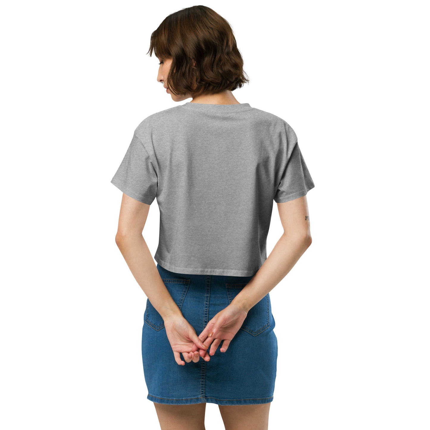 HTK NO LOCUS' Women’s crop top - Blue with White Locust