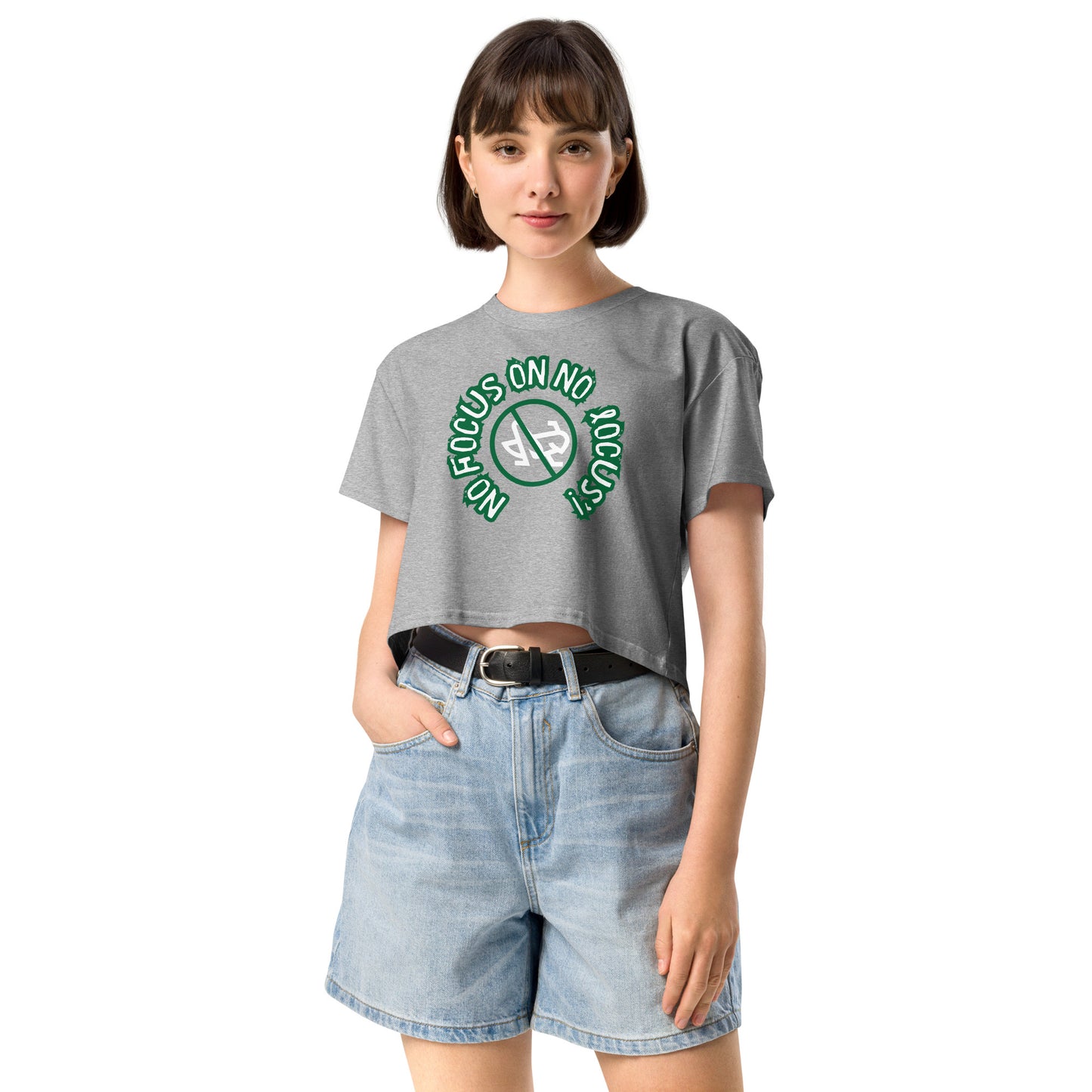 HTK NO LOCUS' Women’s crop top - Green with White Locust