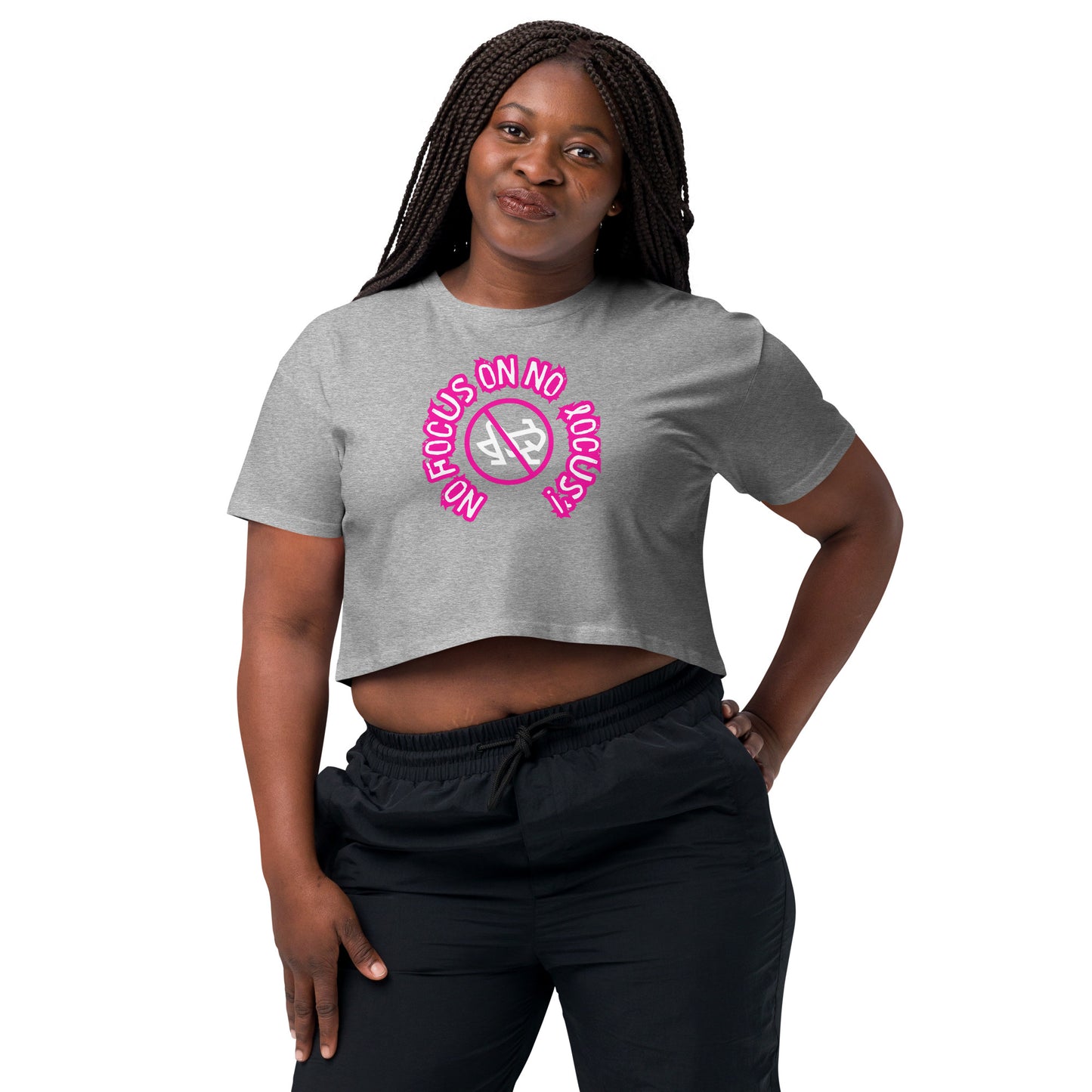 HTK NO LOCUS' Women’s crop top - Pink with White Locust