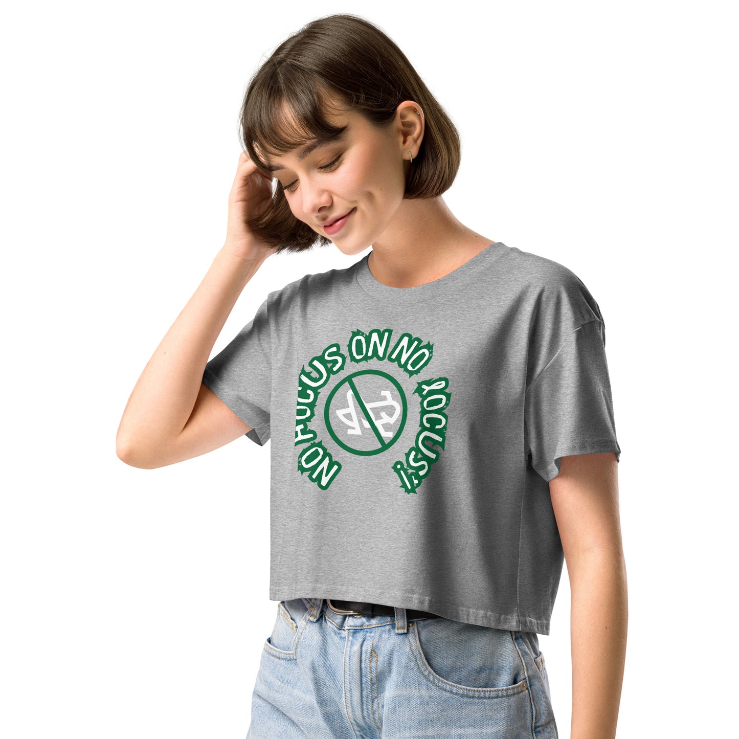 HTK NO LOCUS' Women’s crop top - Green with White Locust