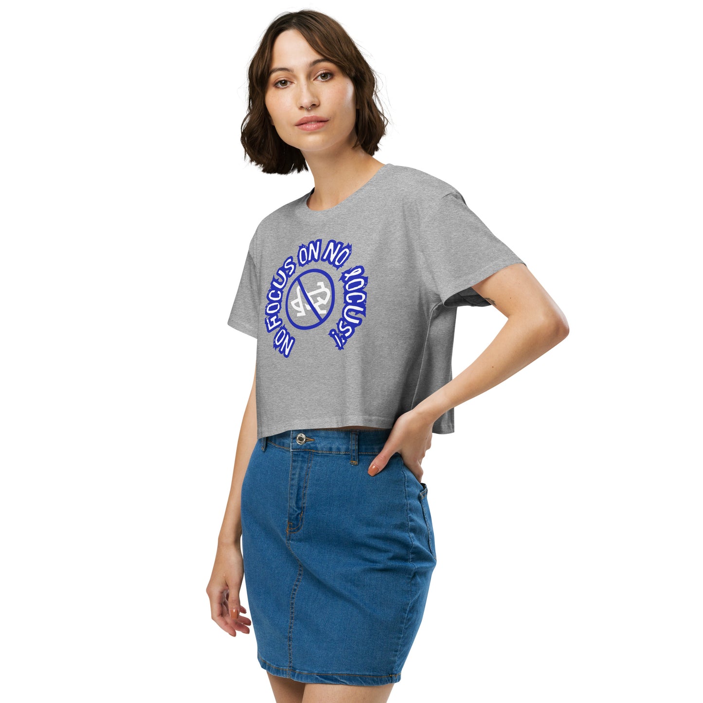 HTK NO LOCUS' Women’s crop top - Blue with White Locust