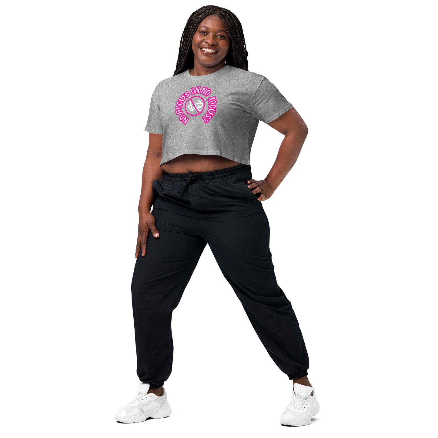 HTK NO LOCUS' Women’s crop top - Pink with White Locust
