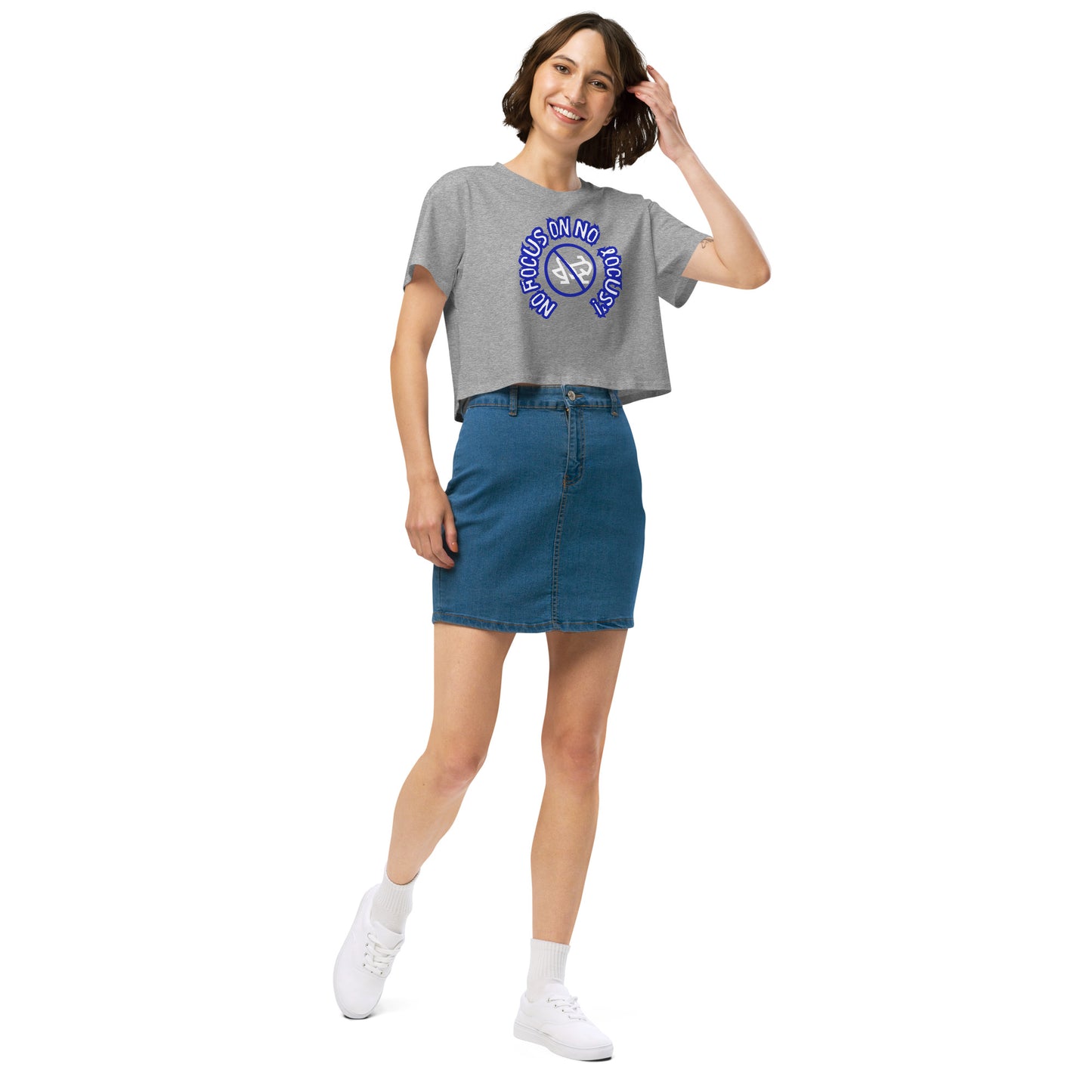 HTK NO LOCUS' Women’s crop top - Blue with White Locust