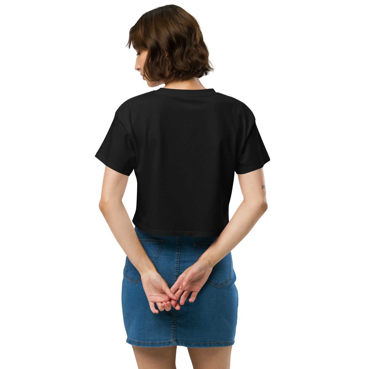 HTK NO LOCUS' Women’s crop top - Blue with White Locust