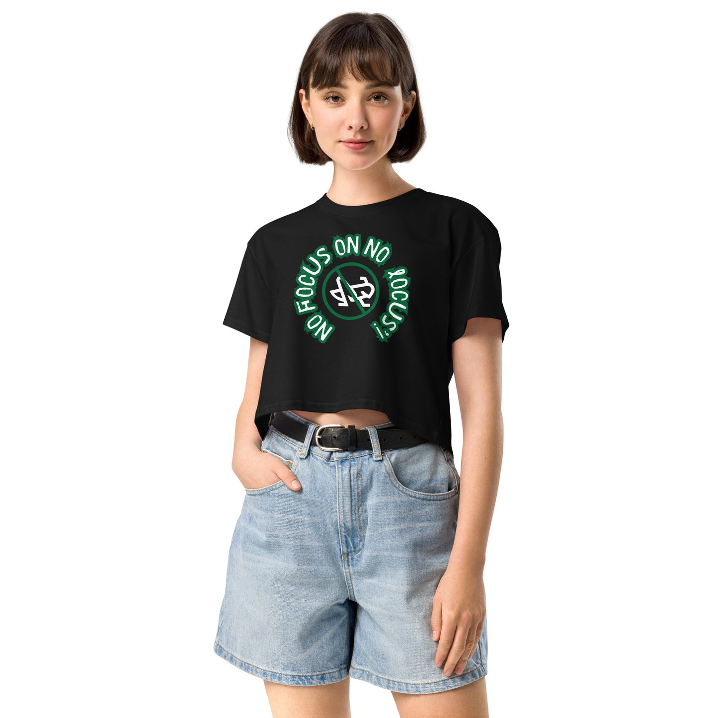 HTK NO LOCUS' Women’s crop top - Green with White Locust