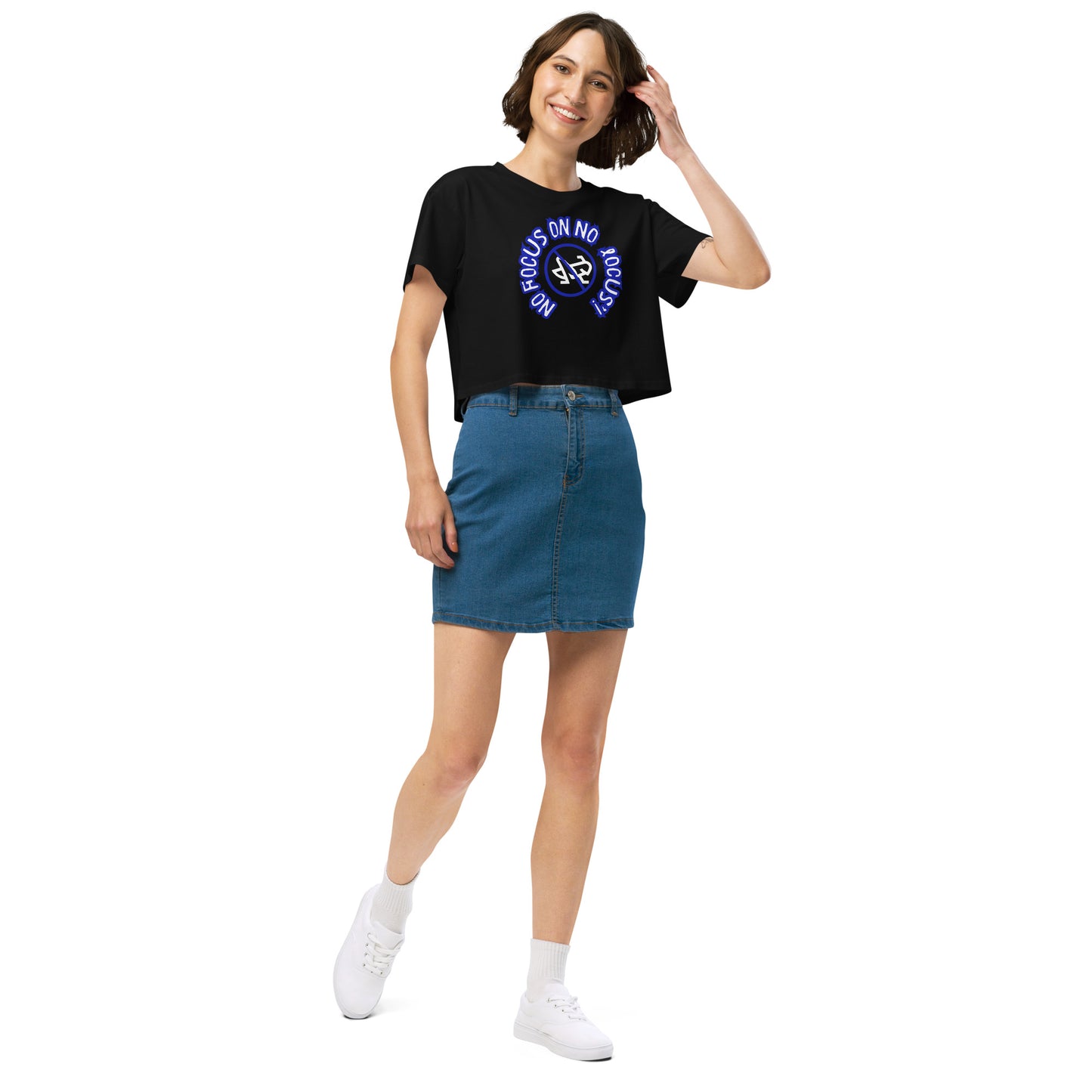 HTK NO LOCUS' Women’s crop top - Blue with White Locust