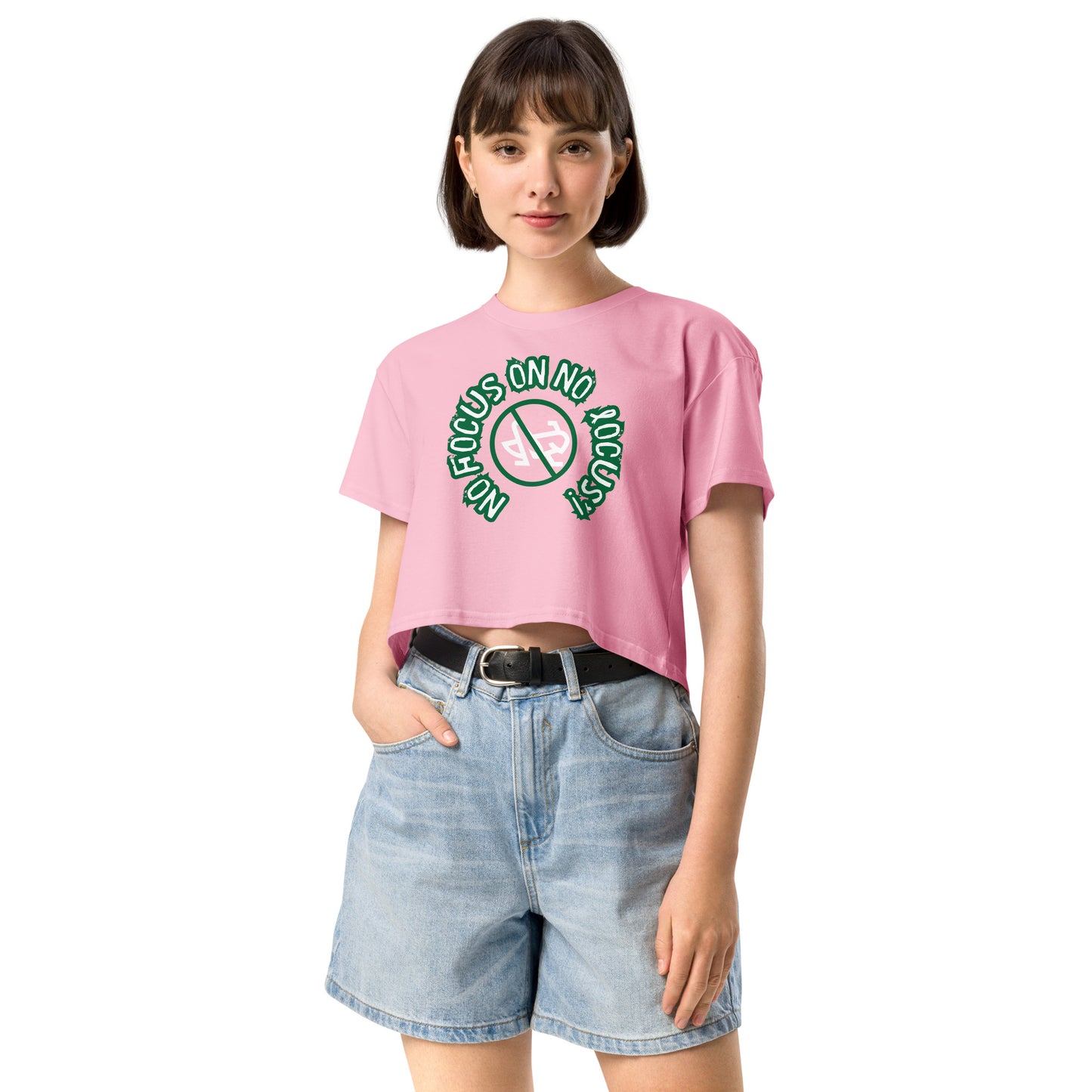 HTK NO LOCUS' Women’s crop top - Green with White Locust