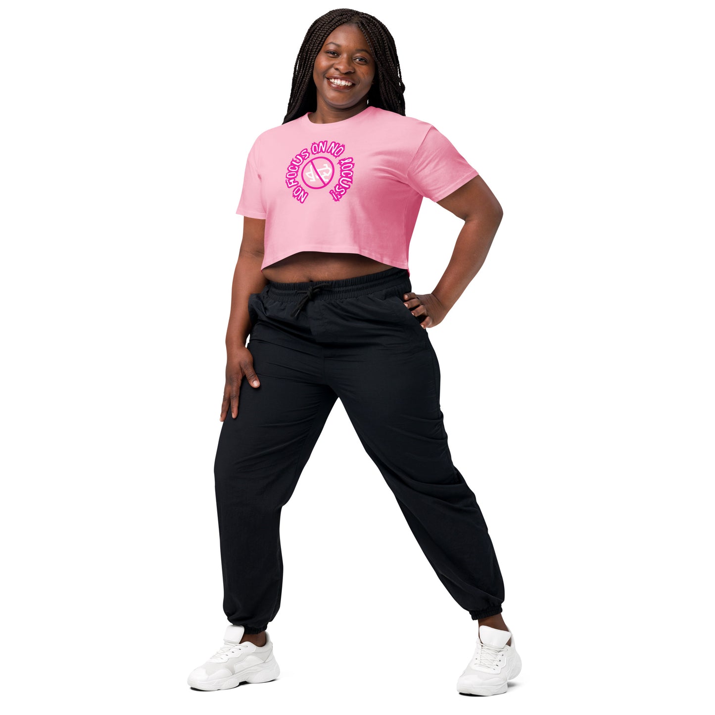 HTK NO LOCUS' Women’s crop top - Pink with White Locust