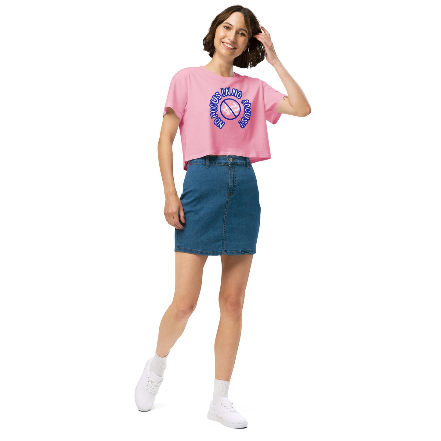 HTK NO LOCUS' Women’s crop top - Blue with White Locust