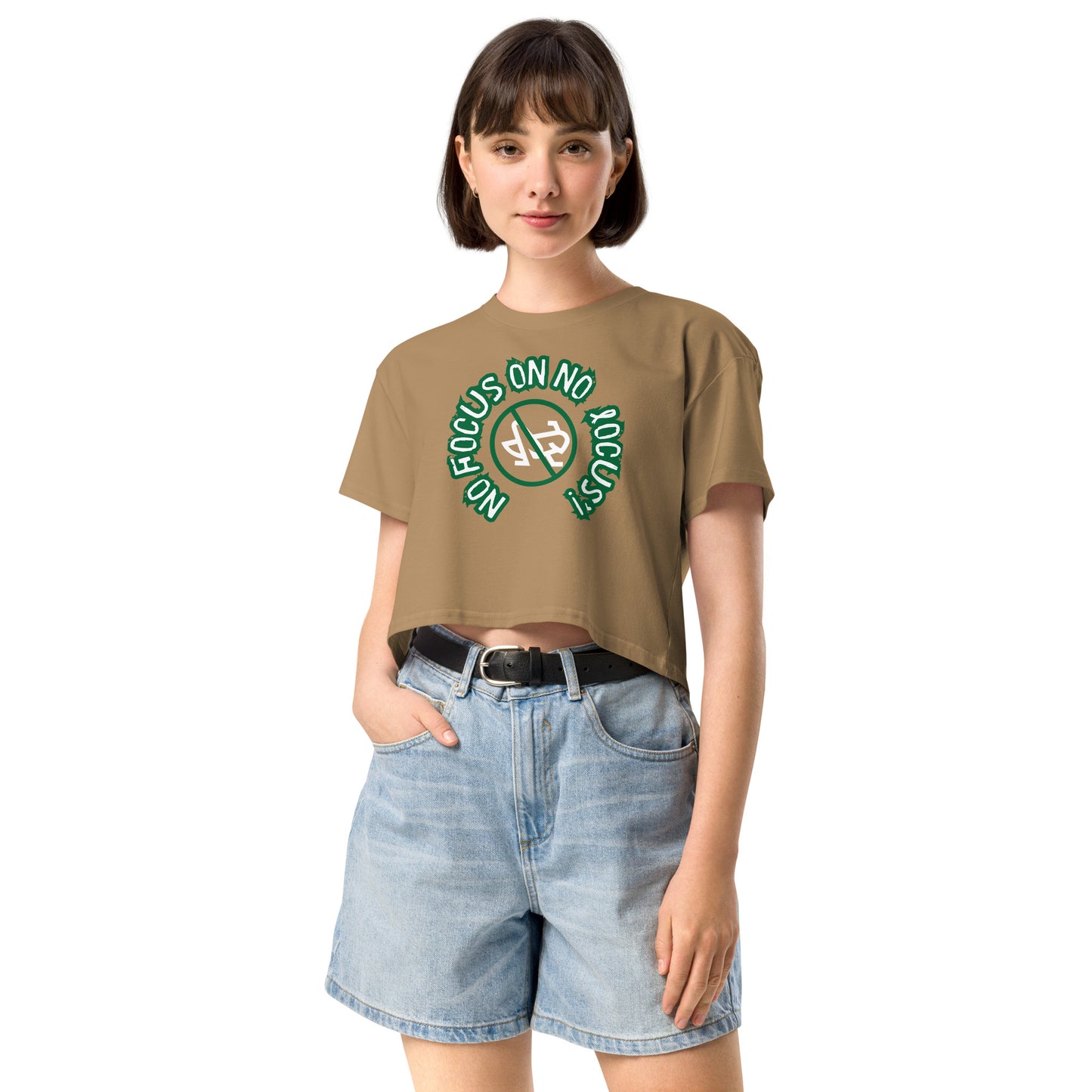 HTK NO LOCUS' Women’s crop top - Green with White Locust