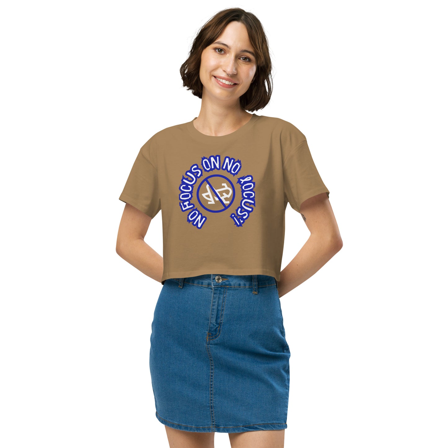 HTK NO LOCUS' Women’s crop top - Blue with White Locust