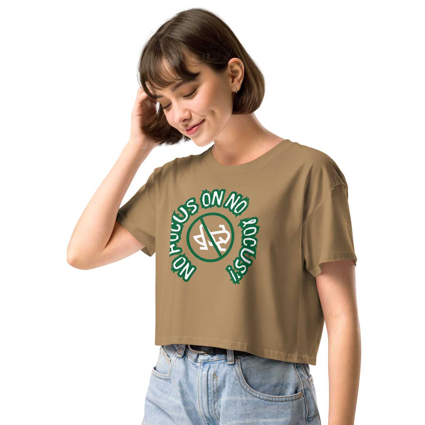 HTK NO LOCUS' Women’s crop top - Green with White Locust