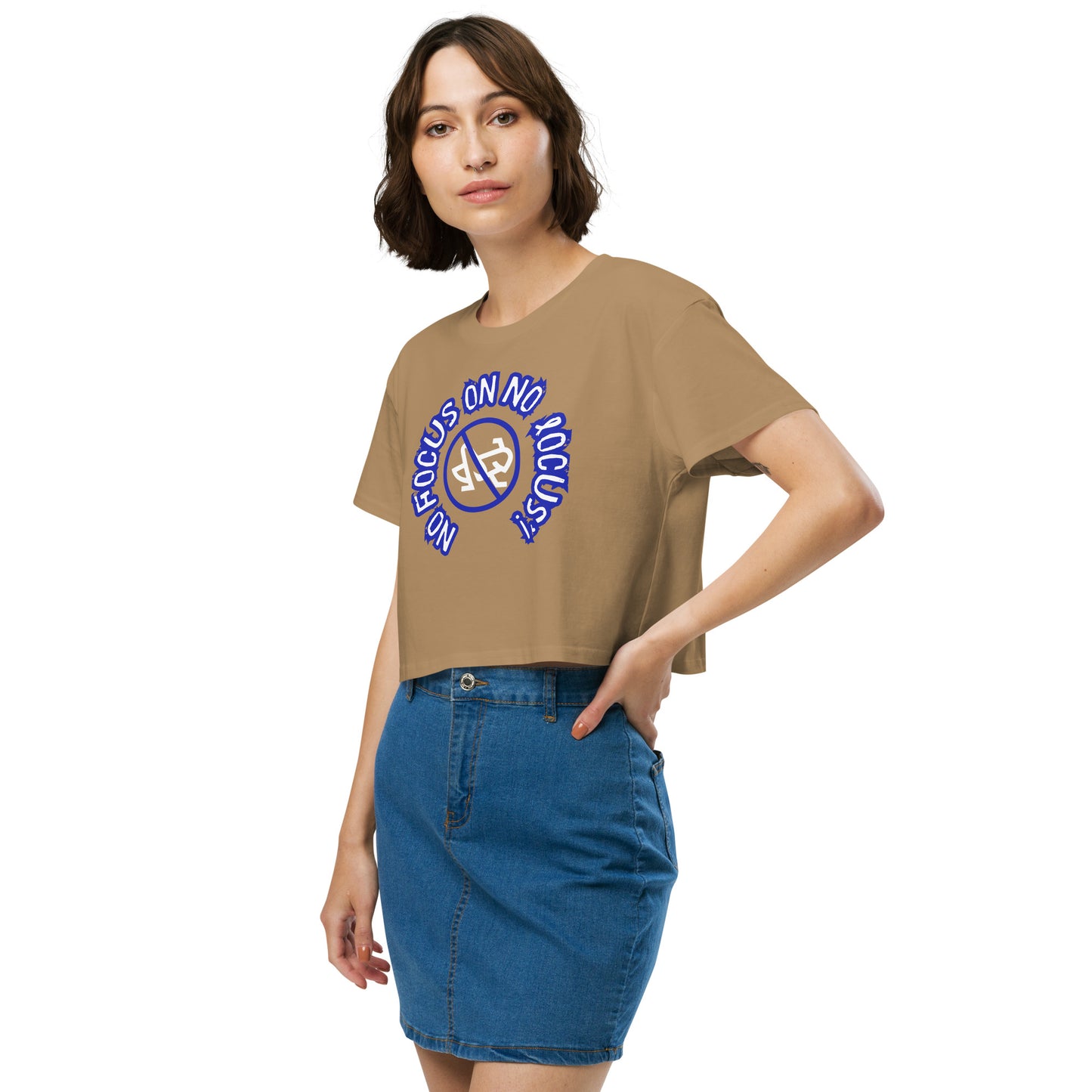 HTK NO LOCUS' Women’s crop top - Blue with White Locust