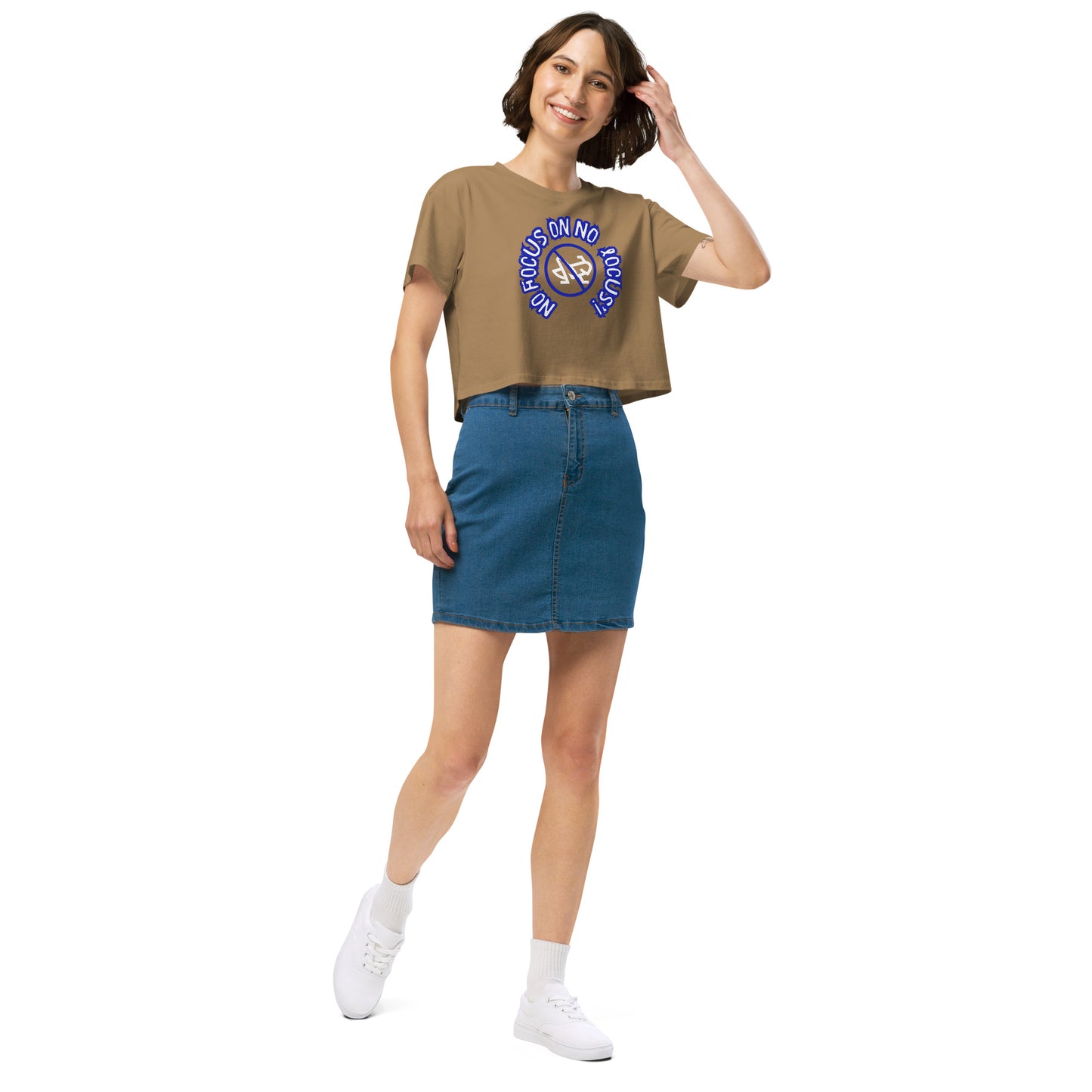 HTK NO LOCUS' Women’s crop top - Blue with White Locust