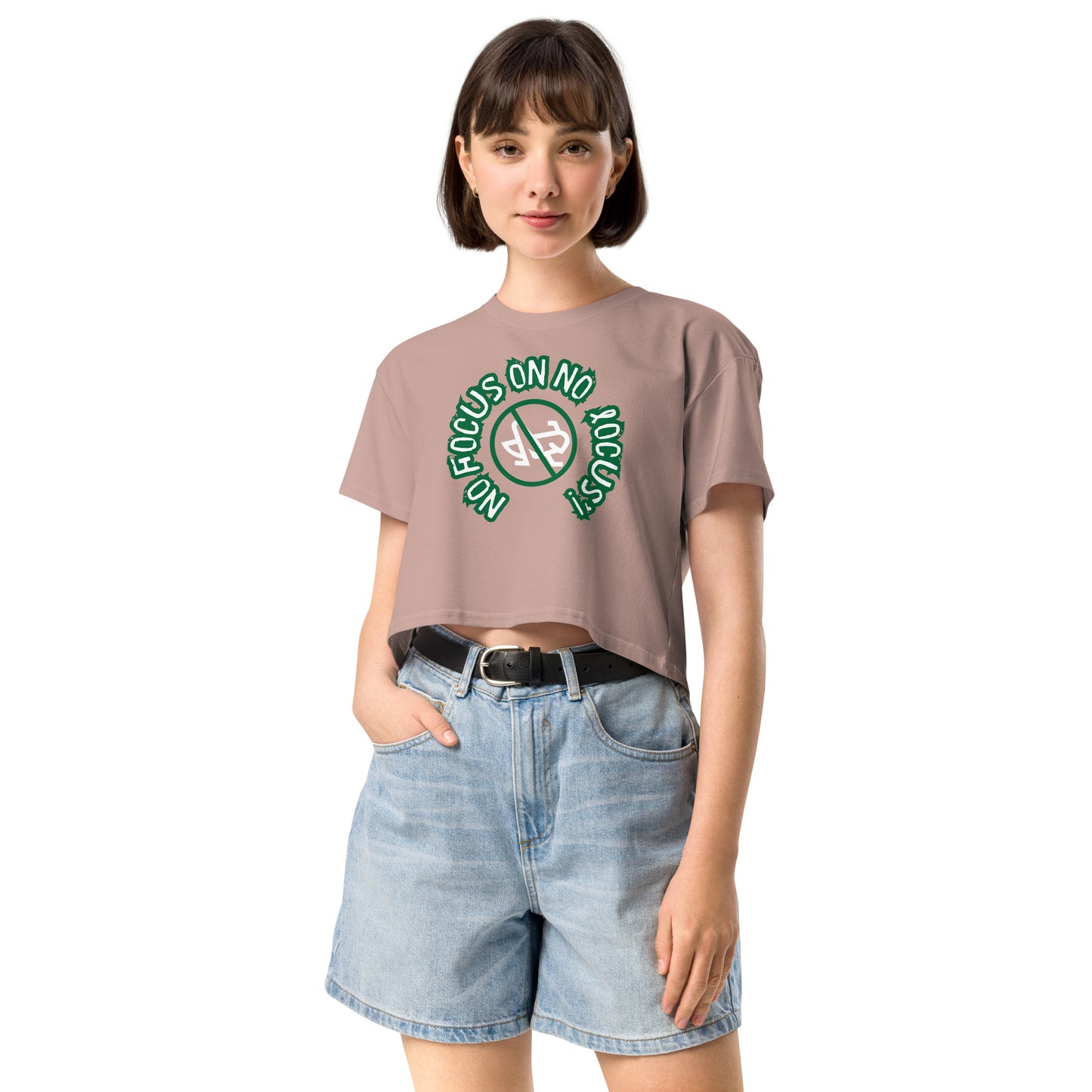 HTK NO LOCUS' Women’s crop top - Green with White Locust