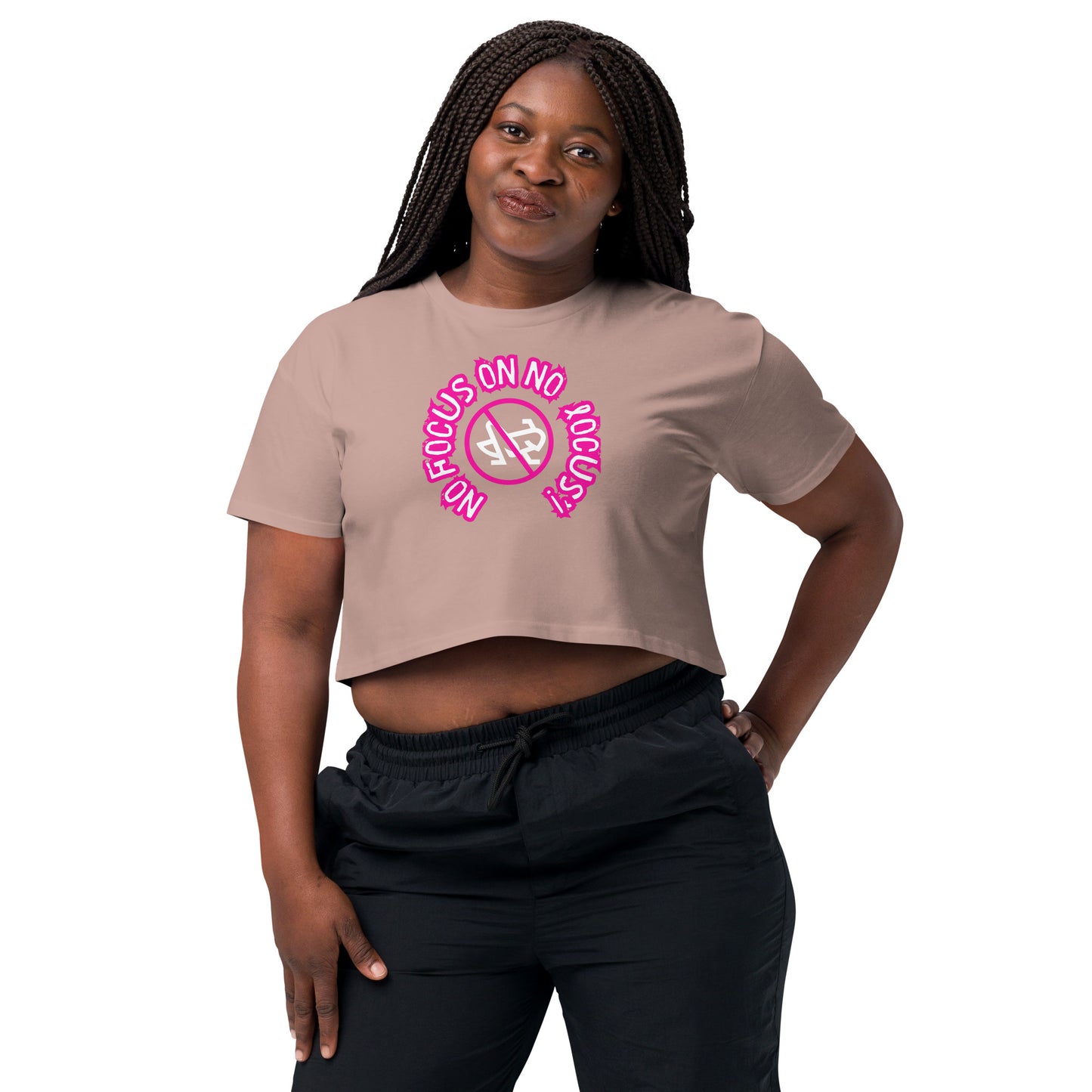 HTK NO LOCUS' Women’s crop top - Pink with White Locust