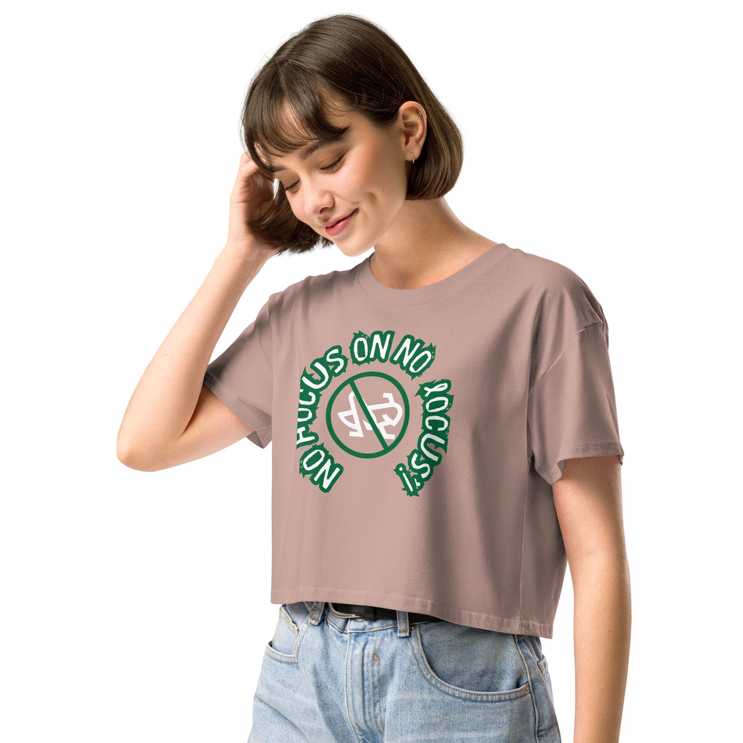 HTK NO LOCUS' Women’s crop top - Green with White Locust