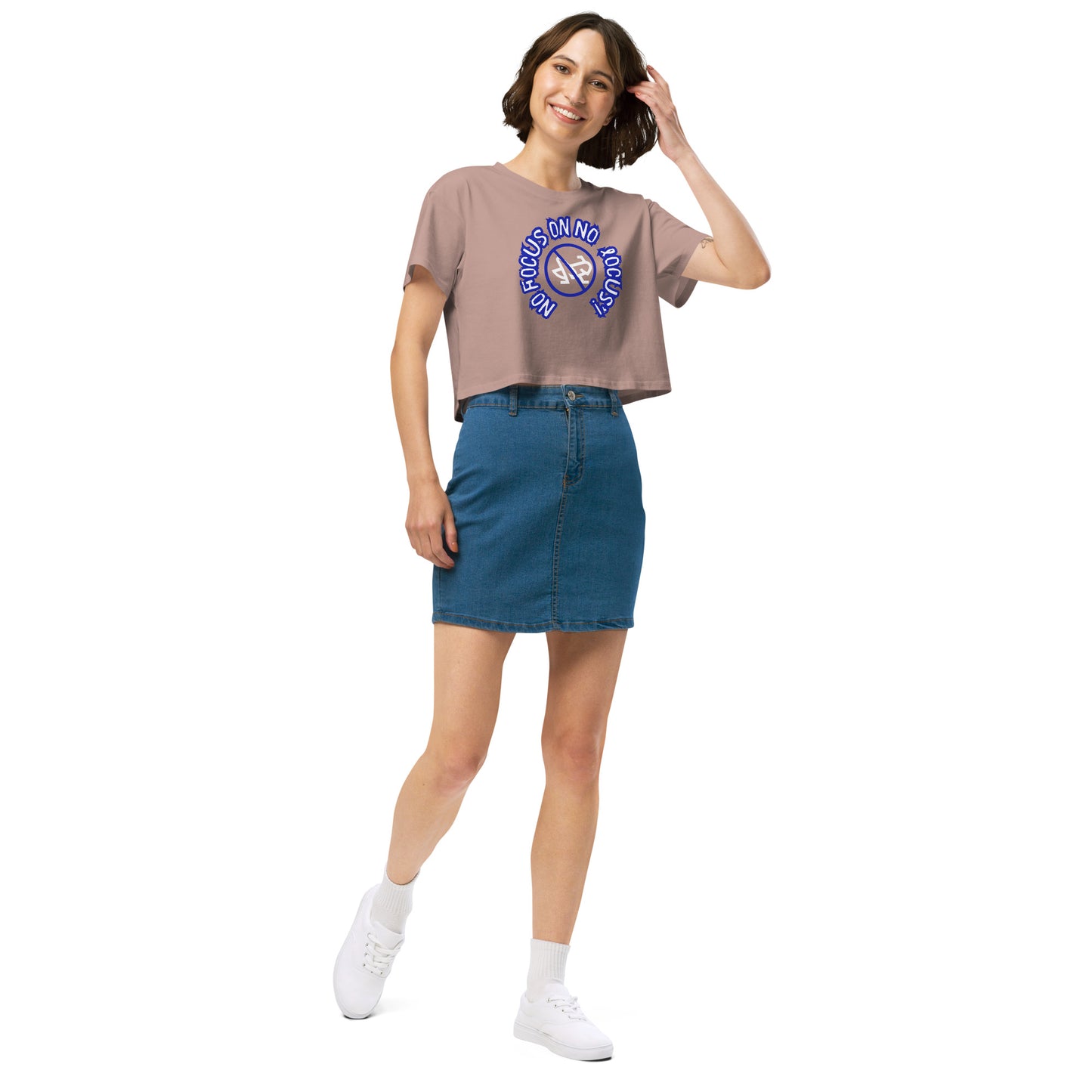 HTK NO LOCUS' Women’s crop top - Blue with White Locust