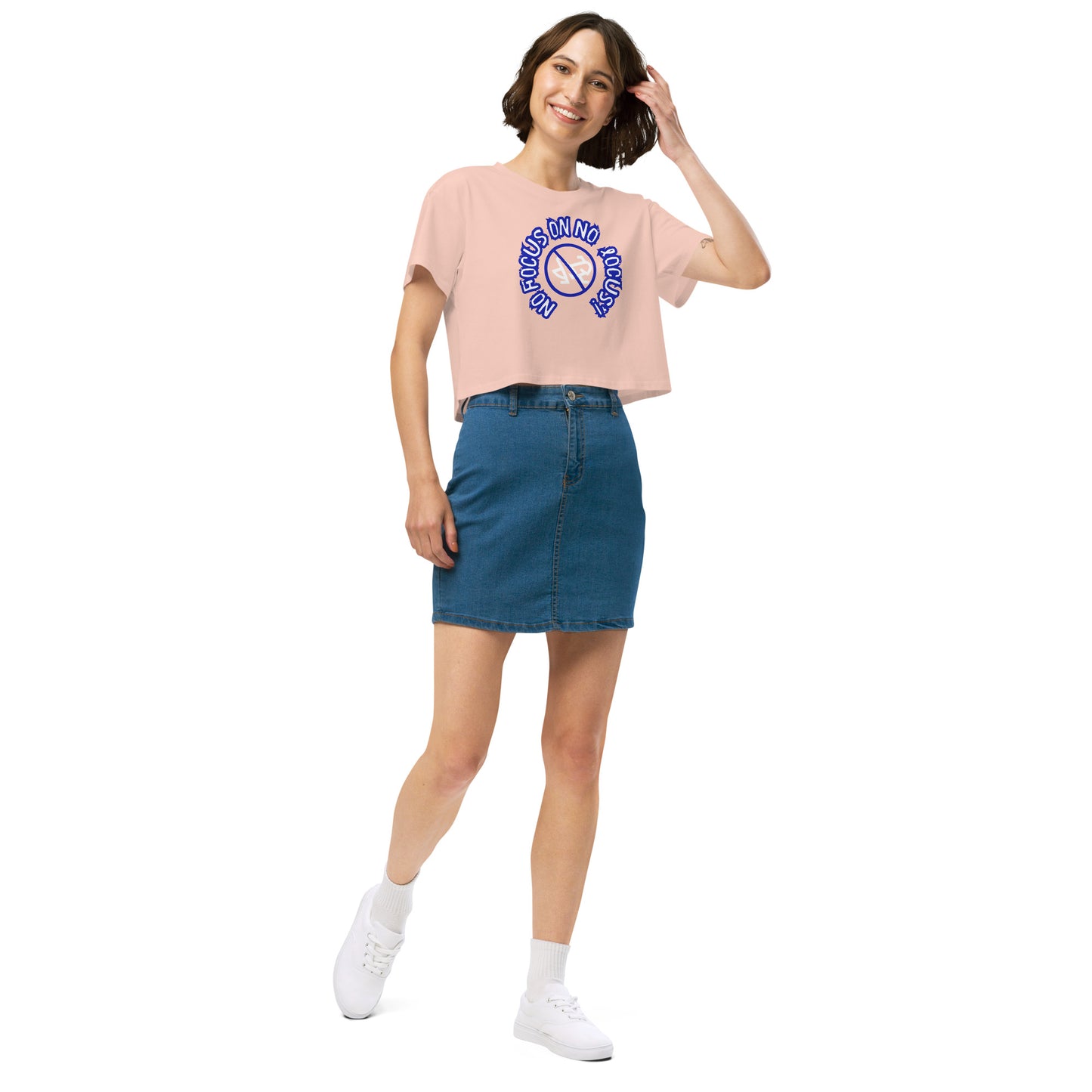 HTK NO LOCUS' Women’s crop top - Blue with White Locust