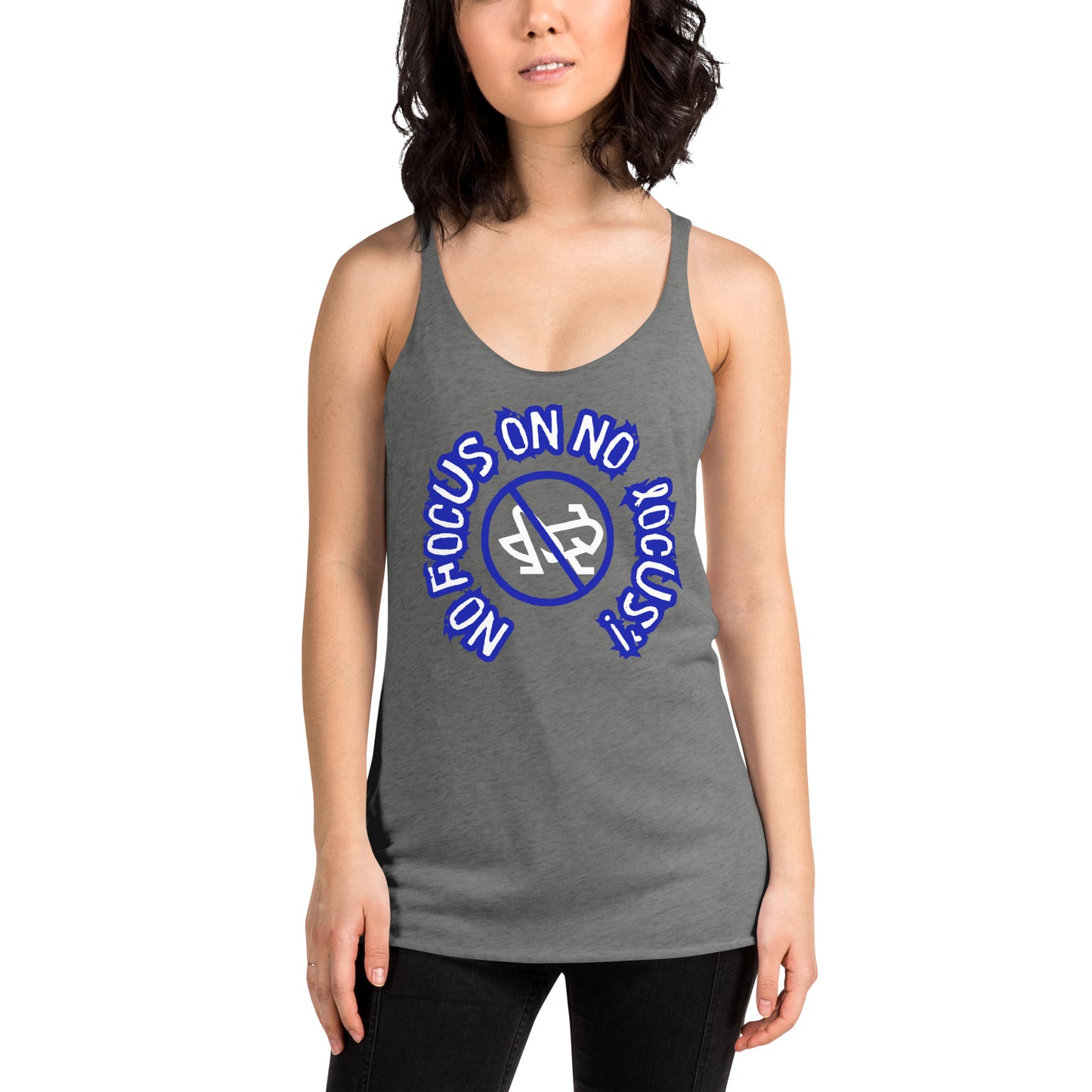 HTK NO LOCUS' Women's Racerback Tank Blue with White