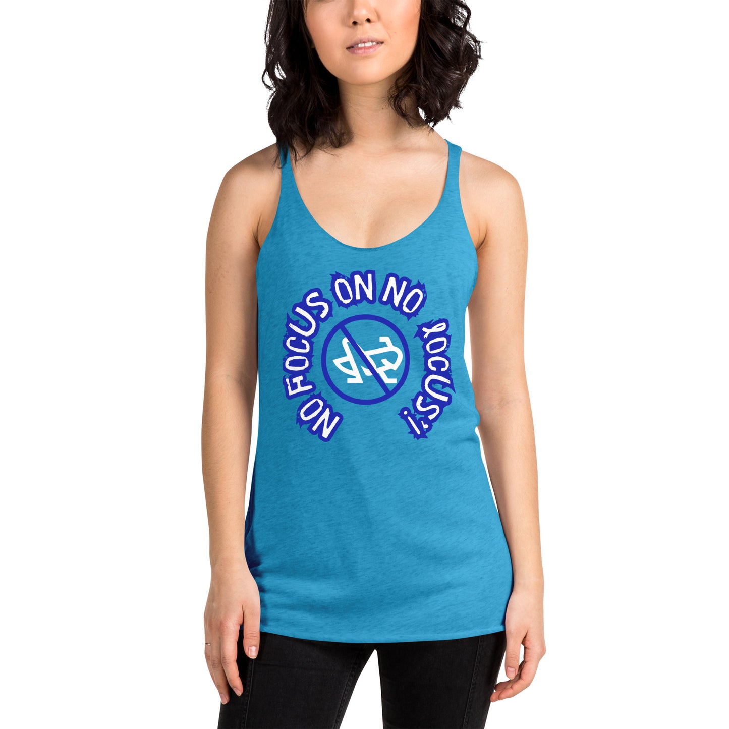 HTK NO LOCUS' Women's Racerback Tank Blue with White